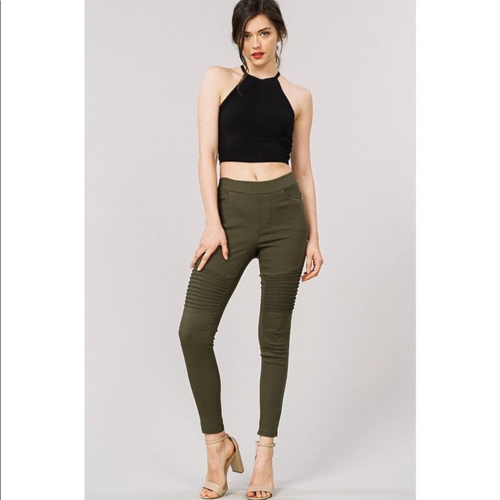 Olive Moto Jeggings